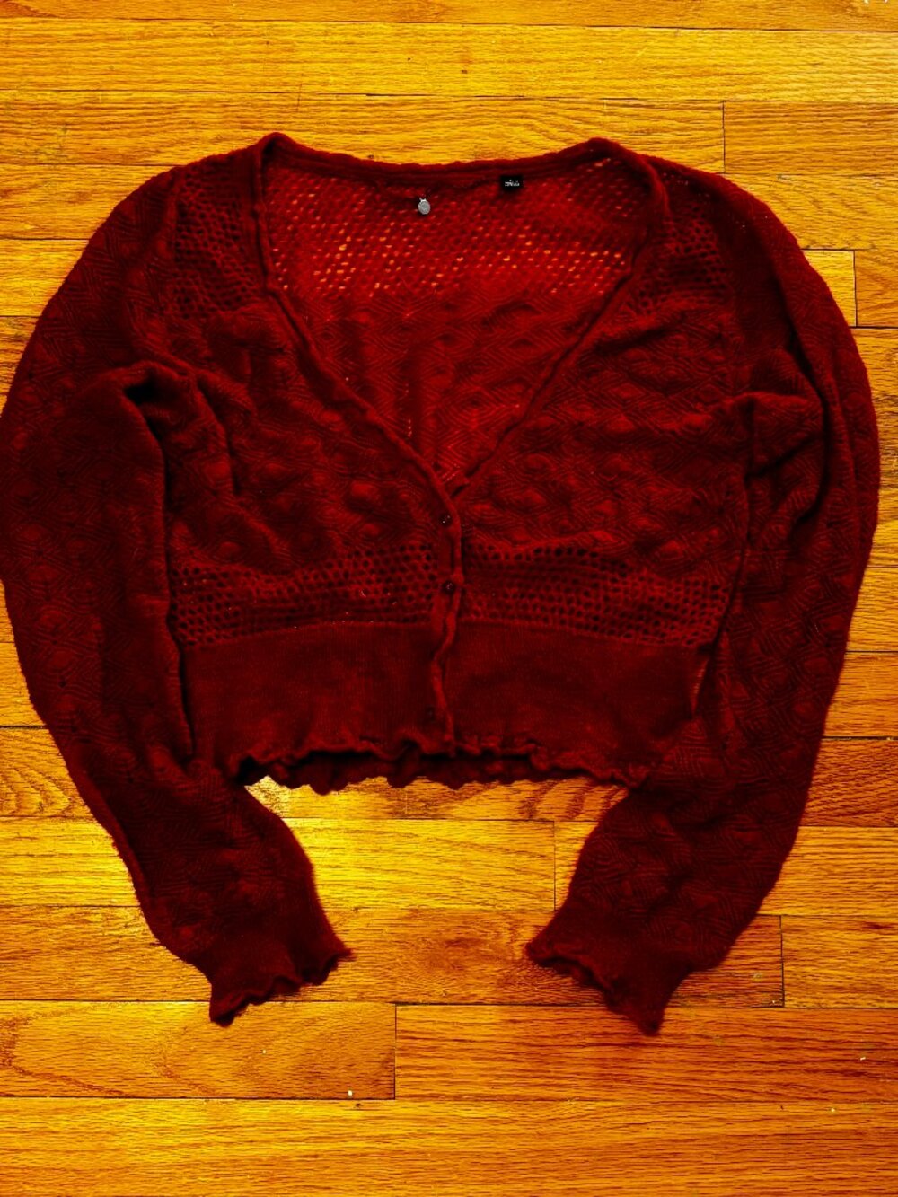Anthropologie Knitted and Knotted Red Cardigan. VINTAGE. Size L